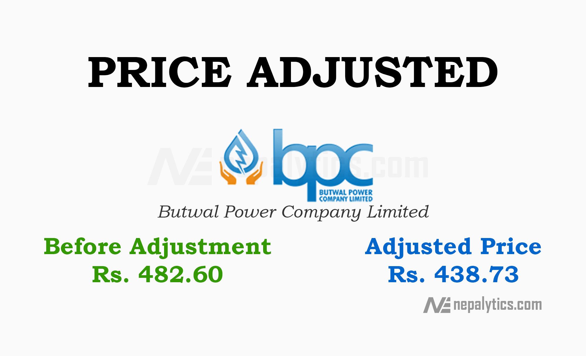 Price Adjustment for 10% of Bonus Share of Butwal Power Company Ltd.