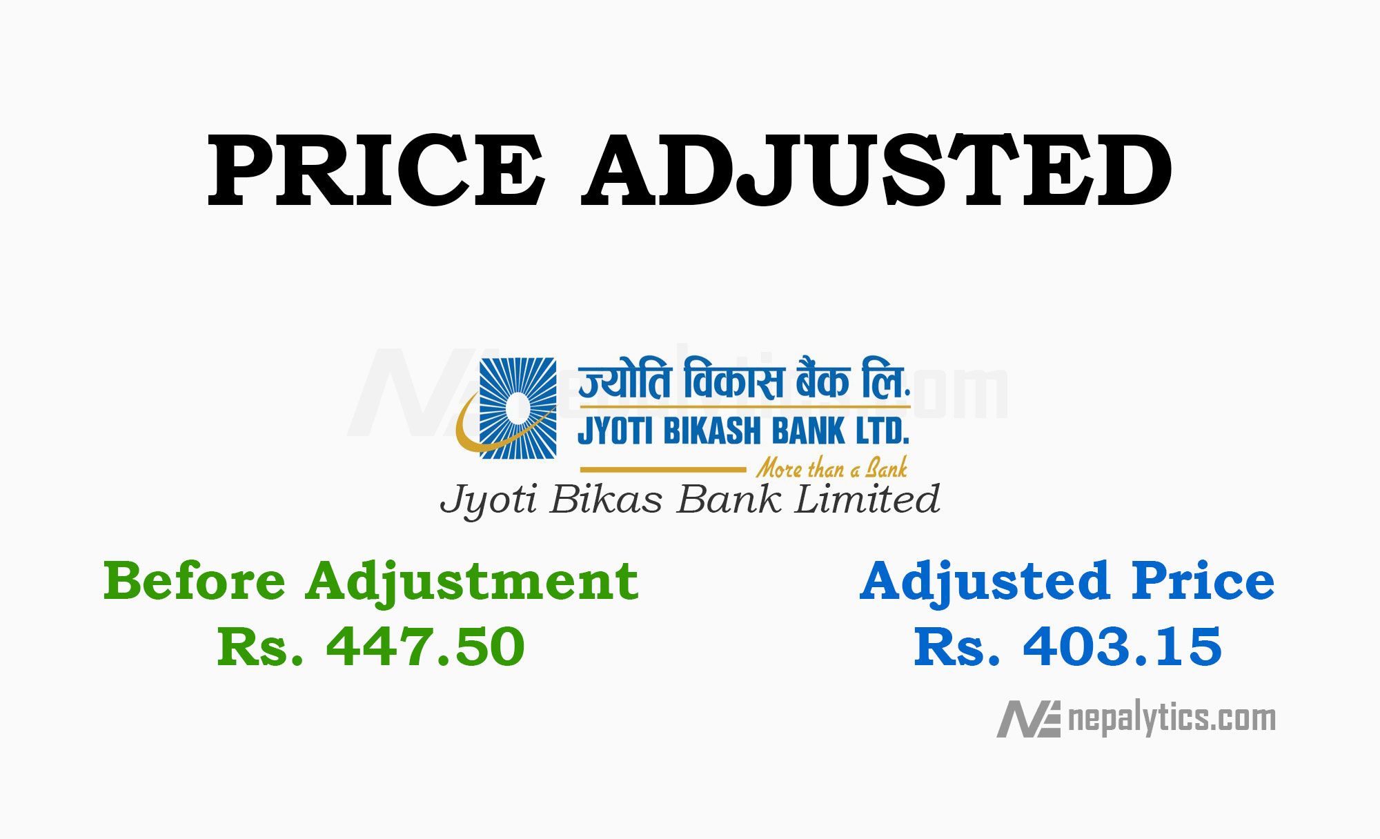 Price Adjustment for 11% of Bonus Share of Jyoti Bikas Bank Ltd.