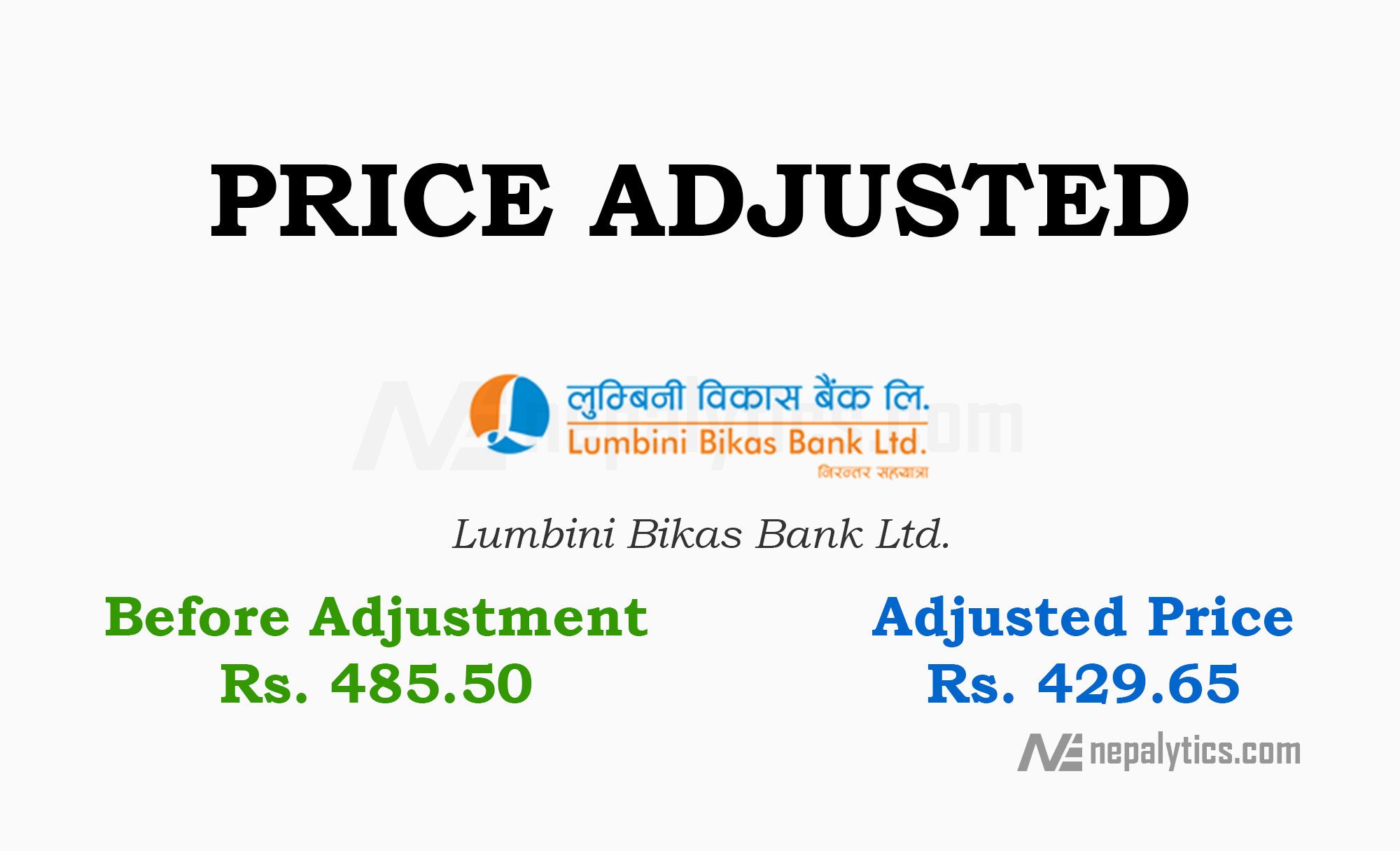 Price Adjustment of 13% of Bonus Share of Lumbini Bikas Bank Ltd.