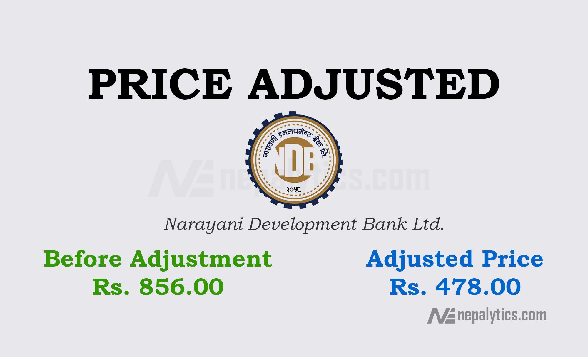 Price Adjustment of 100% of Right Share of Narayani Development Bank Ltd.