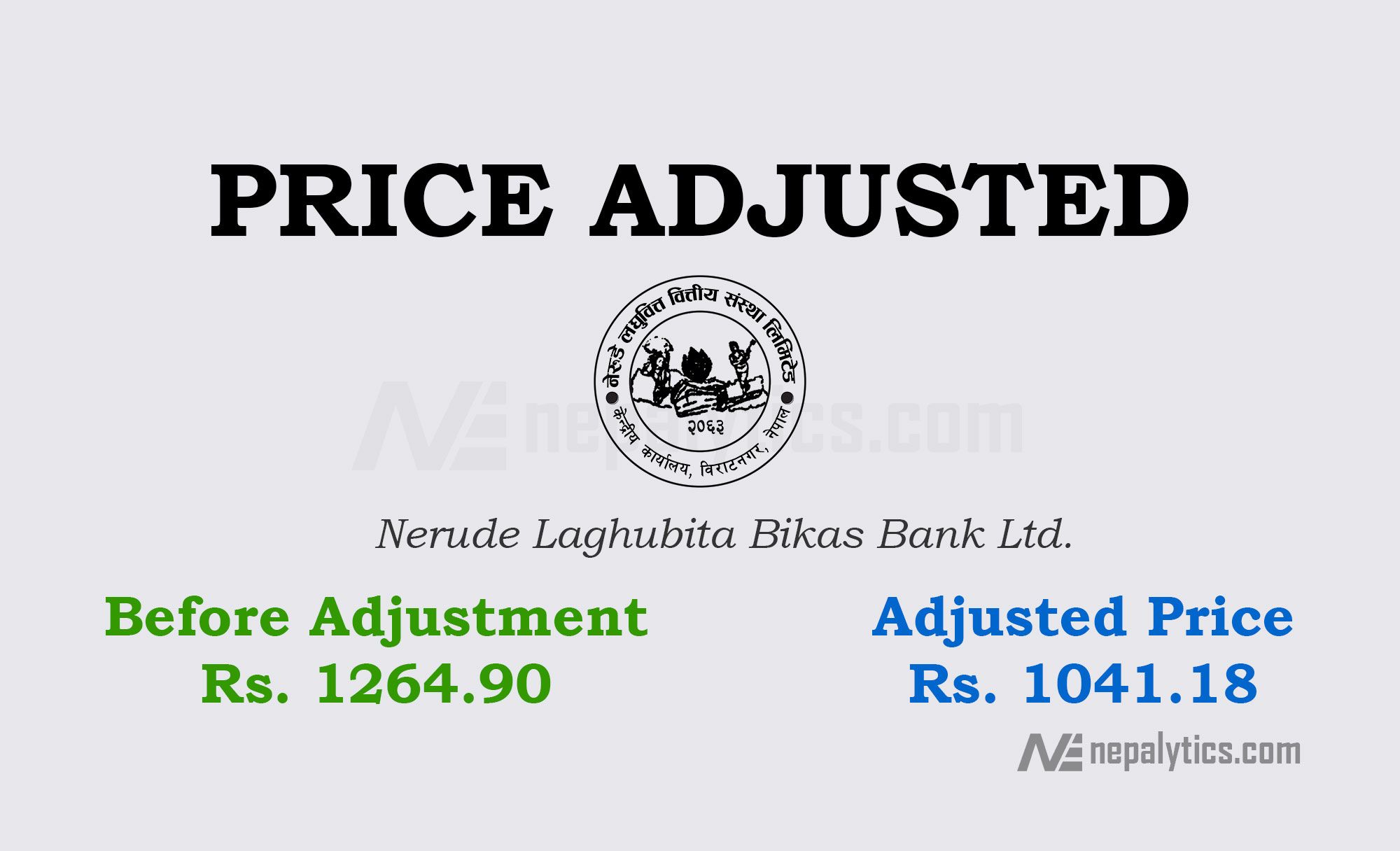 Price Adjustment of 21.49% of Bonus Share of Nerude Laghubita Bikas Bank Ltd.
