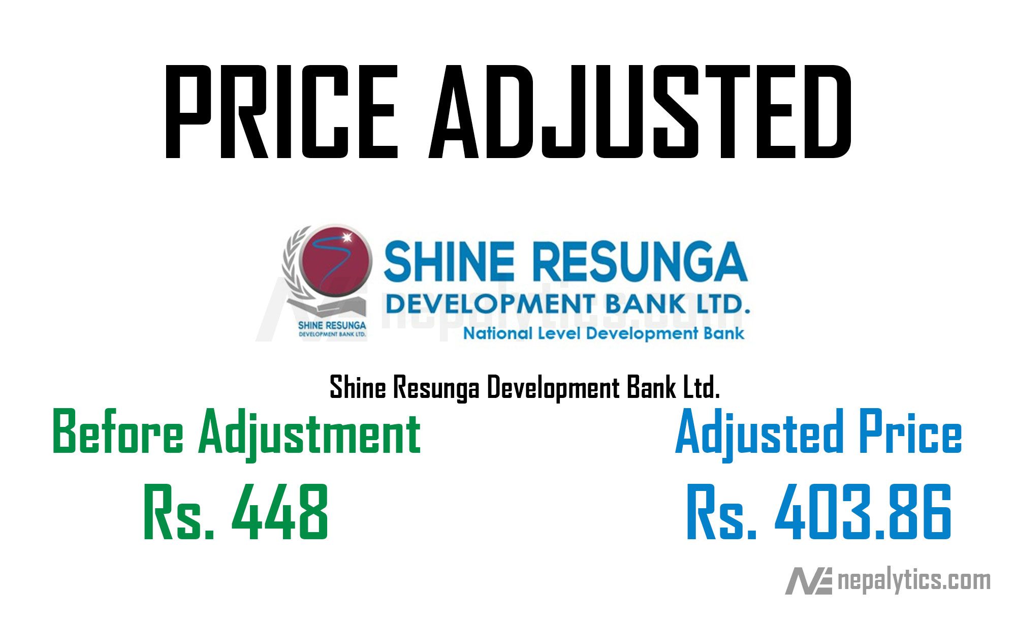 Price Adjustment of 10.93% of Bonus Share of Shine Resunga Development Bank Ltd.