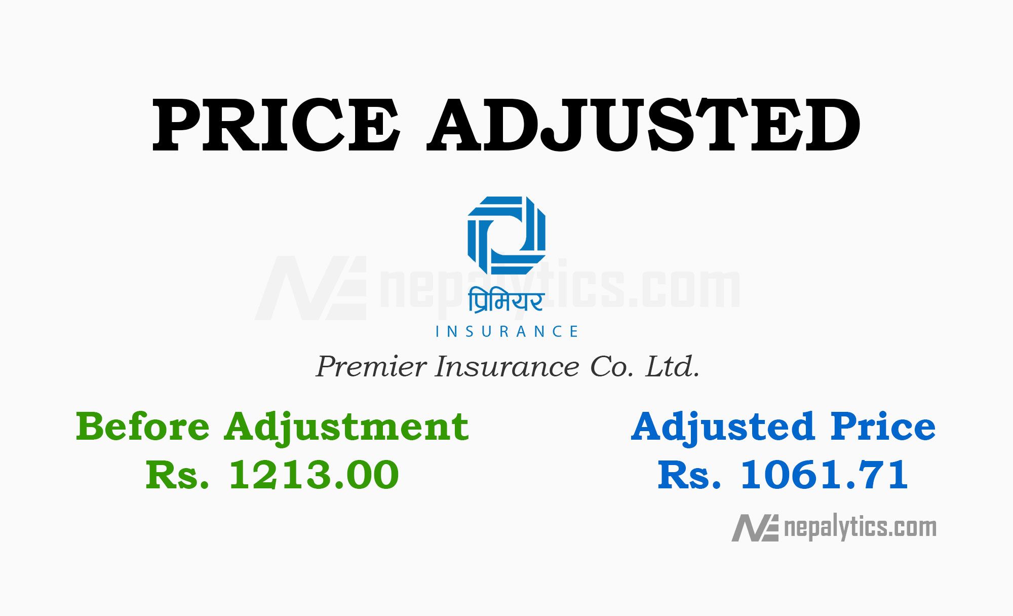 Price Adjustment for 14.25% of Bonus Share of Premier Insurance Co. Ltd.